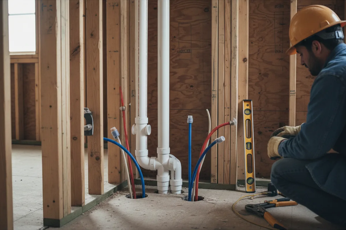 Drain and supply rough-in during Drain Cleaning in Lyndhurst