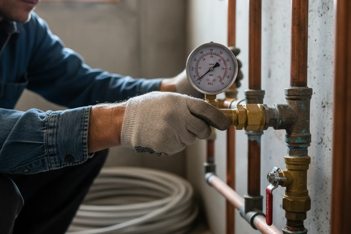 Pressure testing a repaired line during Water Line Repair in Lyndhurst